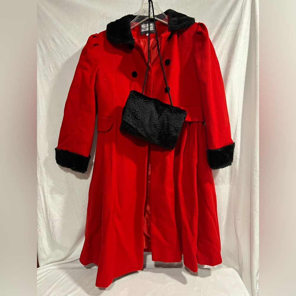 Rothschild Red and Black Kids Coat with Matching Bag